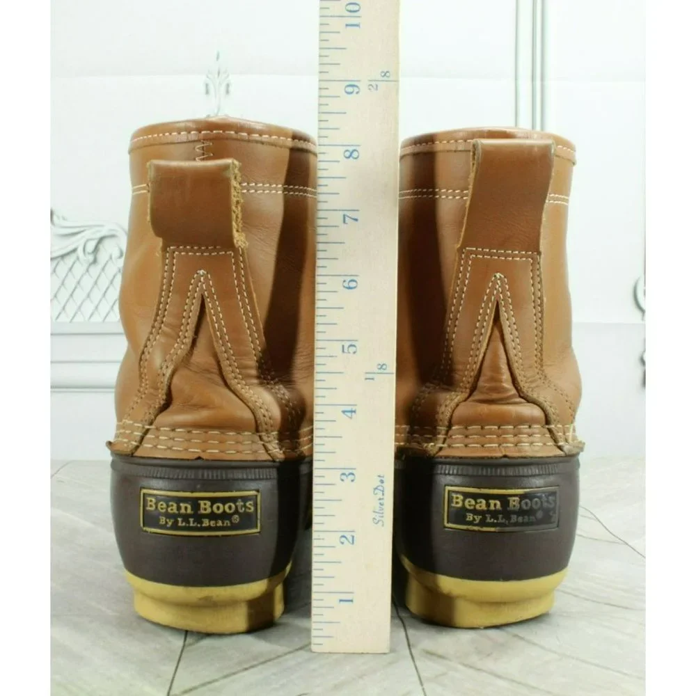 LL Bean Brown Leather Insulated Waterproof Ankle Duck Boots Size 10 M - Picture 6 of 10